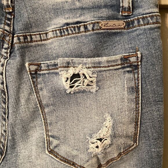 KANCAN Signature Mid-Rise Ankle Skinny Jeans Distressed Destroyed Busted Knee 24 - Picture 10 of 10